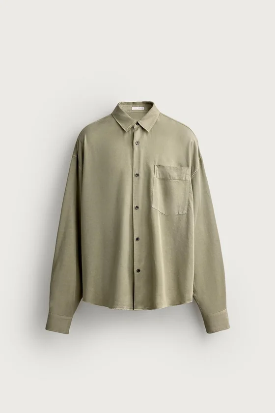 РУБАШКА RELAXED FIT ИЗ СТРУЯЩЕЙСЯ ТКАНИ
