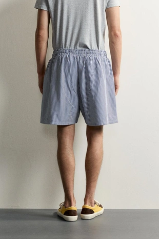 Шорты Relaxed Fit в полоску с нашивками- Заказать в России