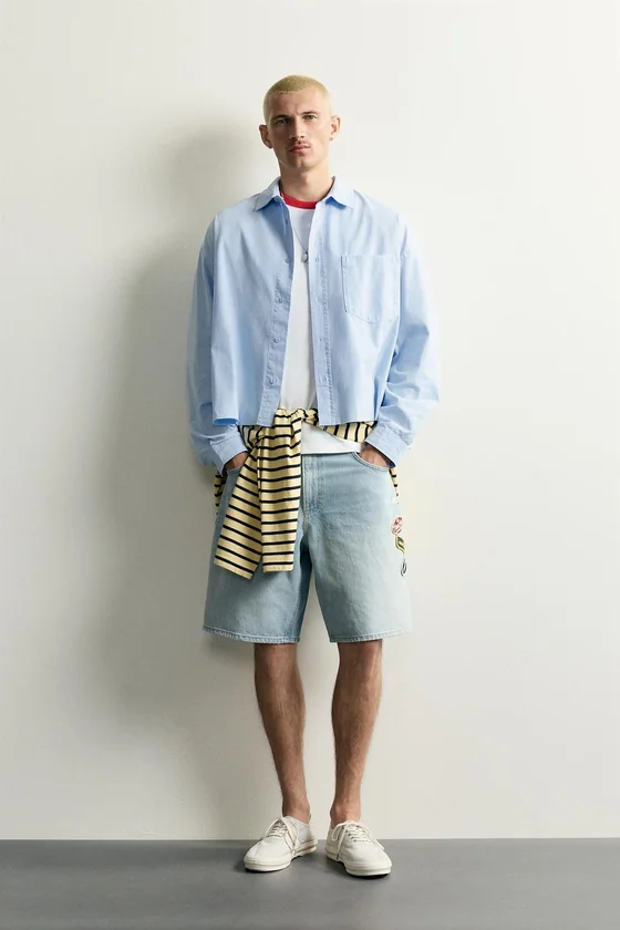 ДЖИНСОВЫЕ ШОРТЫ RELAXED FIT С НАШИВКАМИ