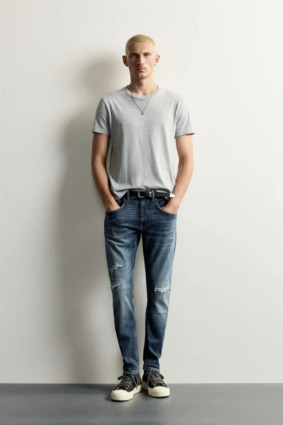ДЖИНСЫ SKINNY FIT С РАЗРЕЗАМИ