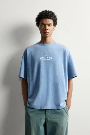 Толстовка свободного кроя с принтом и эффектом потертости- Заказать в России