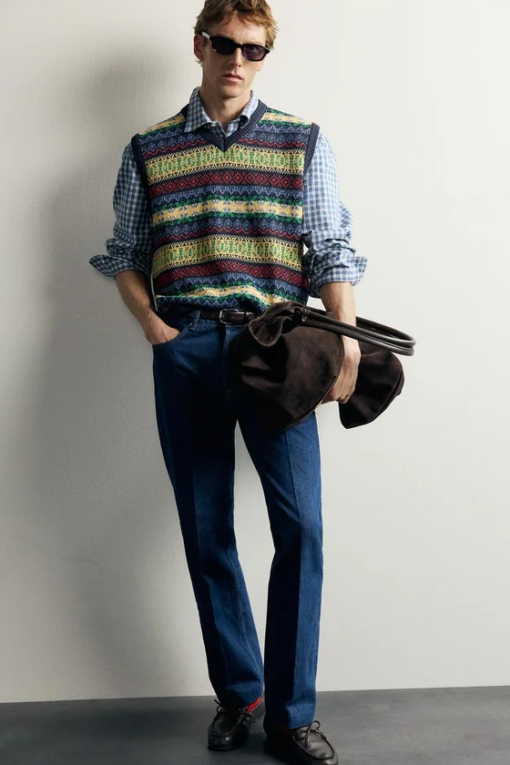 ЖИЛЕТ ИЗ ЖАККАРДОВОГО ТРИКОТАЖА 100% ЛЕН AARON LEVINE X ZARA