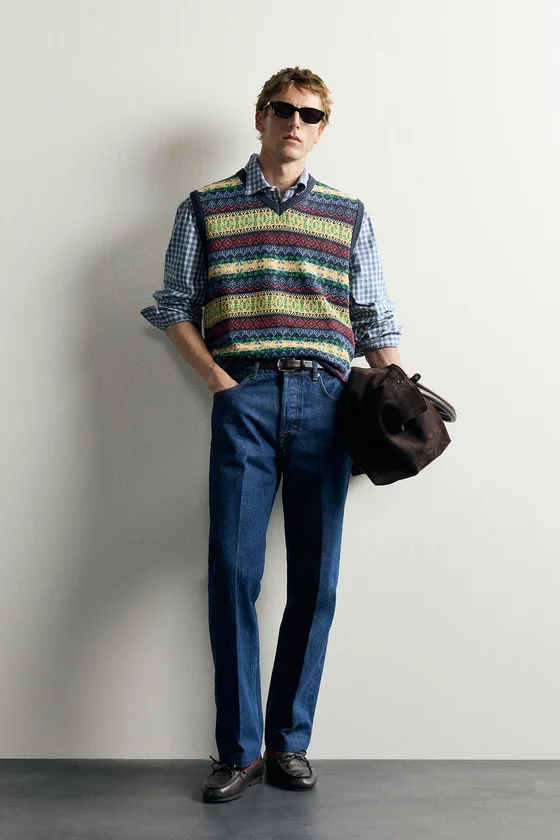ЖИЛЕТ ИЗ ЖАККАРДОВОГО ТРИКОТАЖА 100% ЛЕН AARON LEVINE X ZARA