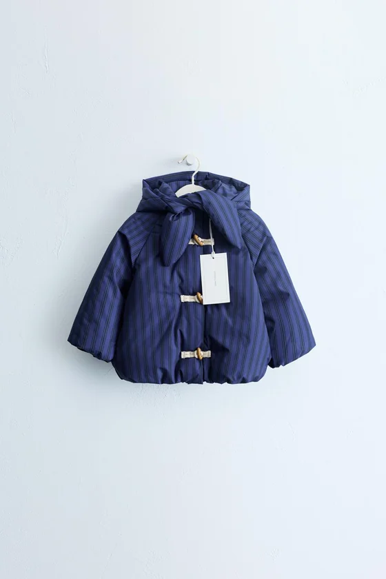 ZARA TIMELESS — ПАЛЬТО В ПОЛОСКУ СО СЪЕМНЫМ КАПЮШОНОМ