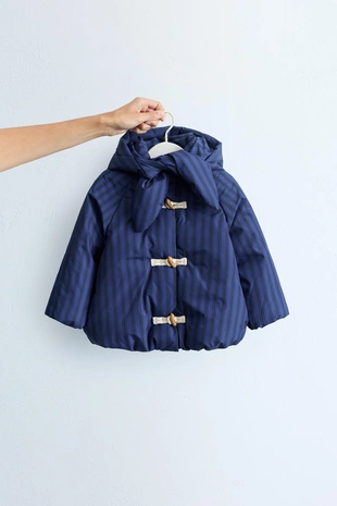 Zara Timeless — пальто в полоску со съемным капюшоном- Заказать в России