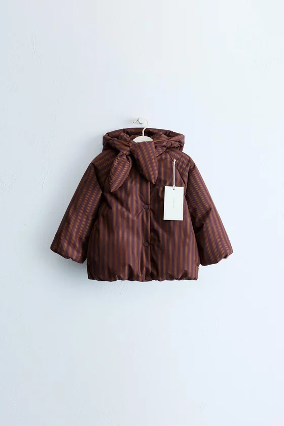 ZARA TIMELESS — ПОЛОСАТОЕ ПАЛЬТО СО СЪЕМНЫМ КАПЮШОНОМ