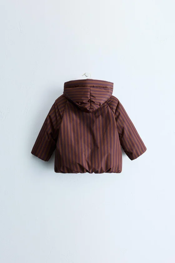 ZARA TIMELESS — ПОЛОСАТОЕ ПАЛЬТО СО СЪЕМНЫМ КАПЮШОНОМ