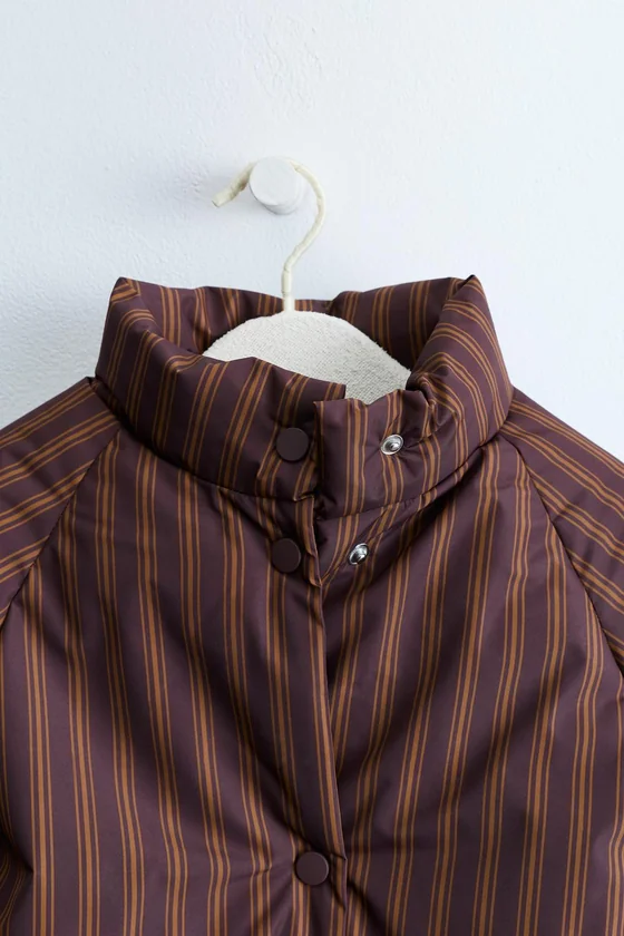 ZARA TIMELESS — ПОЛОСАТОЕ ПАЛЬТО СО СЪЕМНЫМ КАПЮШОНОМ