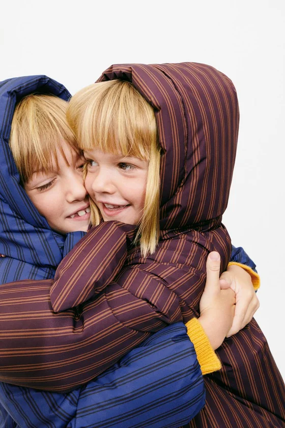 ZARA TIMELESS — ПОЛОСАТОЕ ПАЛЬТО СО СЪЕМНЫМ КАПЮШОНОМ