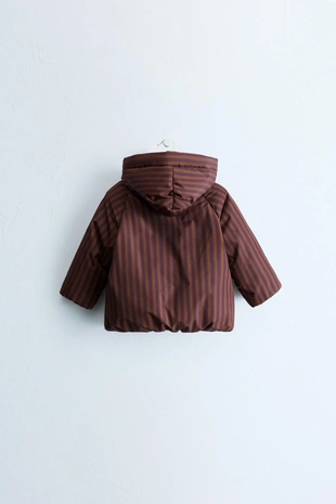 Zara Timeless — полосатое пальто со съемным капюшоном- Заказать в России