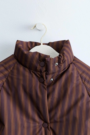 Zara Timeless — полосатое пальто со съемным капюшоном- Заказать в России