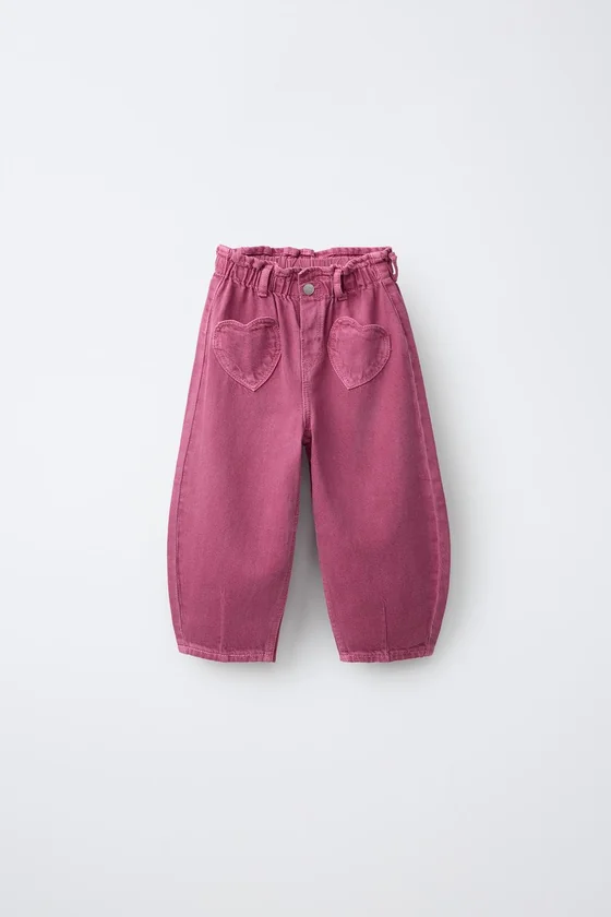 БРЮКИ BAGGY ИЗ ТВИЛА С КАРМАНАМИ В ФОРМЕ СЕРДЕЦ