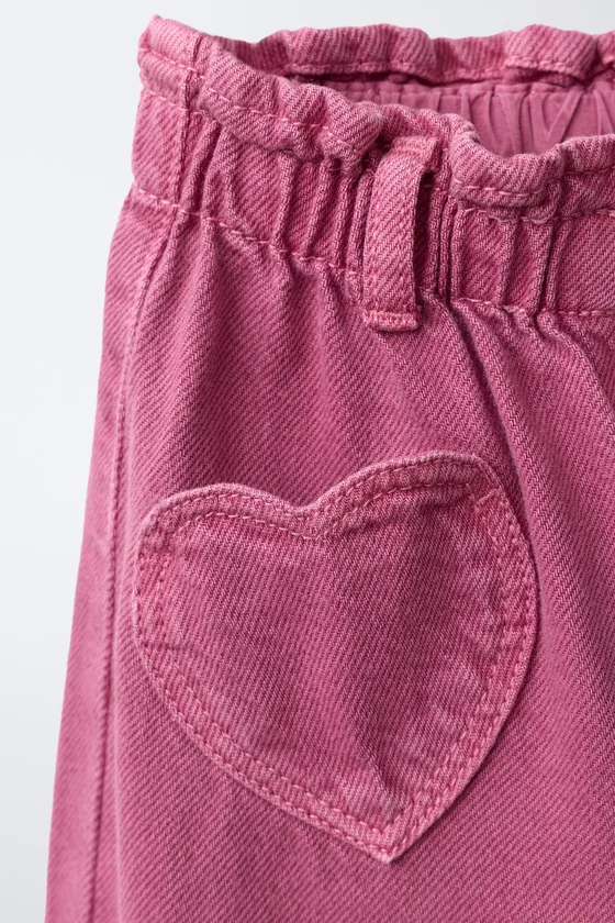 БРЮКИ BAGGY ИЗ ТВИЛА С КАРМАНАМИ В ФОРМЕ СЕРДЕЦ