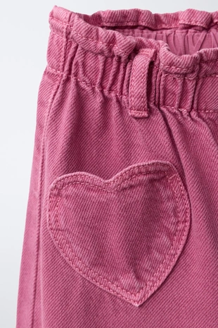 Брюки Baggy из твила с карманами в форме сердец- Заказать в России