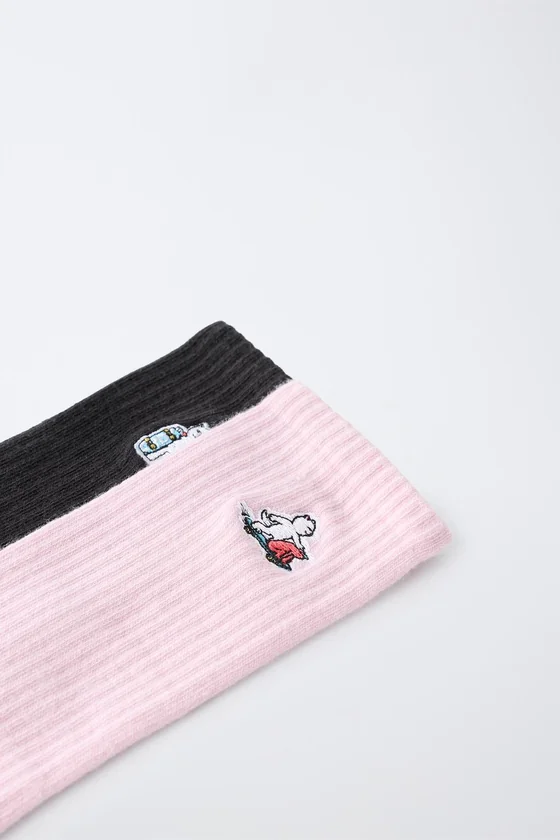 НАБОР ИЗ 2 ПАР НОСКОВ СРЕДНЕЙ ВЫСОТЫ С ВЫШИВКОЙ RIPNDIP © X ZARA KIDS