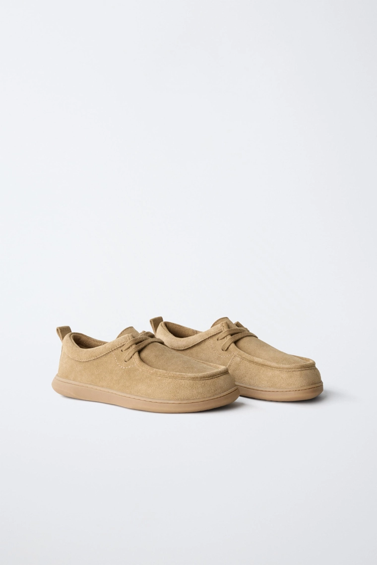 Кожаные босоногие ботинки wallabee на шнуровке