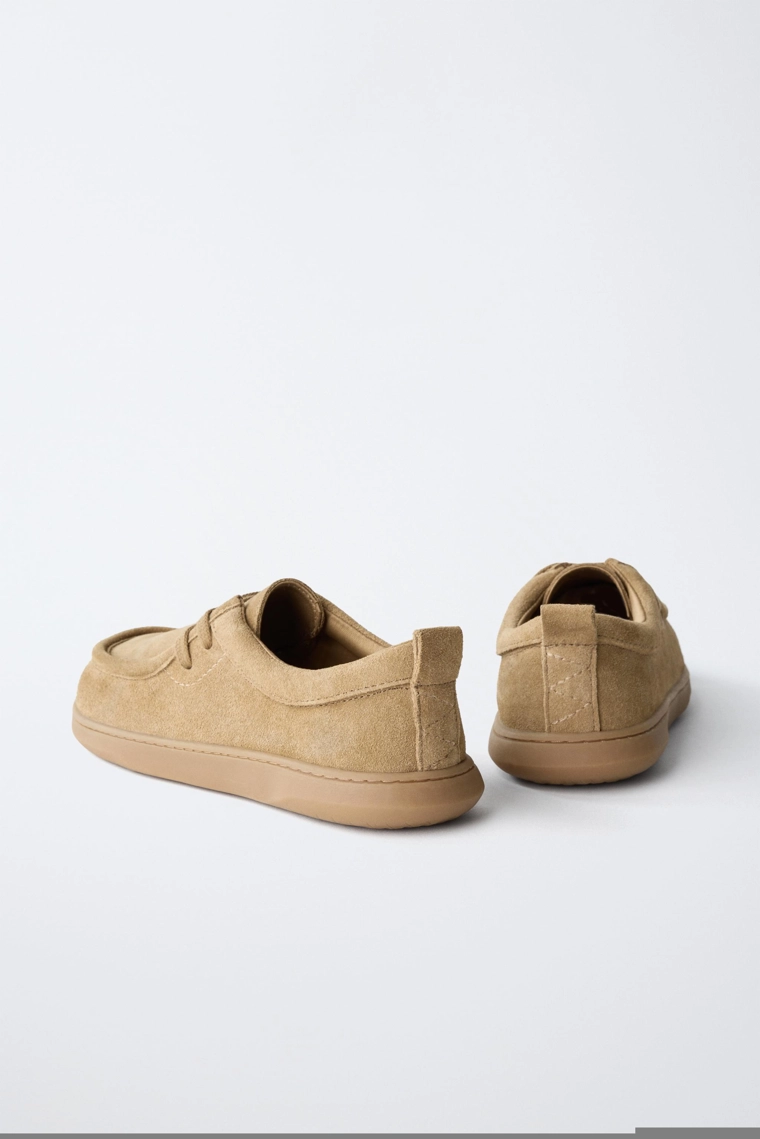 Кожаные босоногие ботинки wallabee на шнуровке