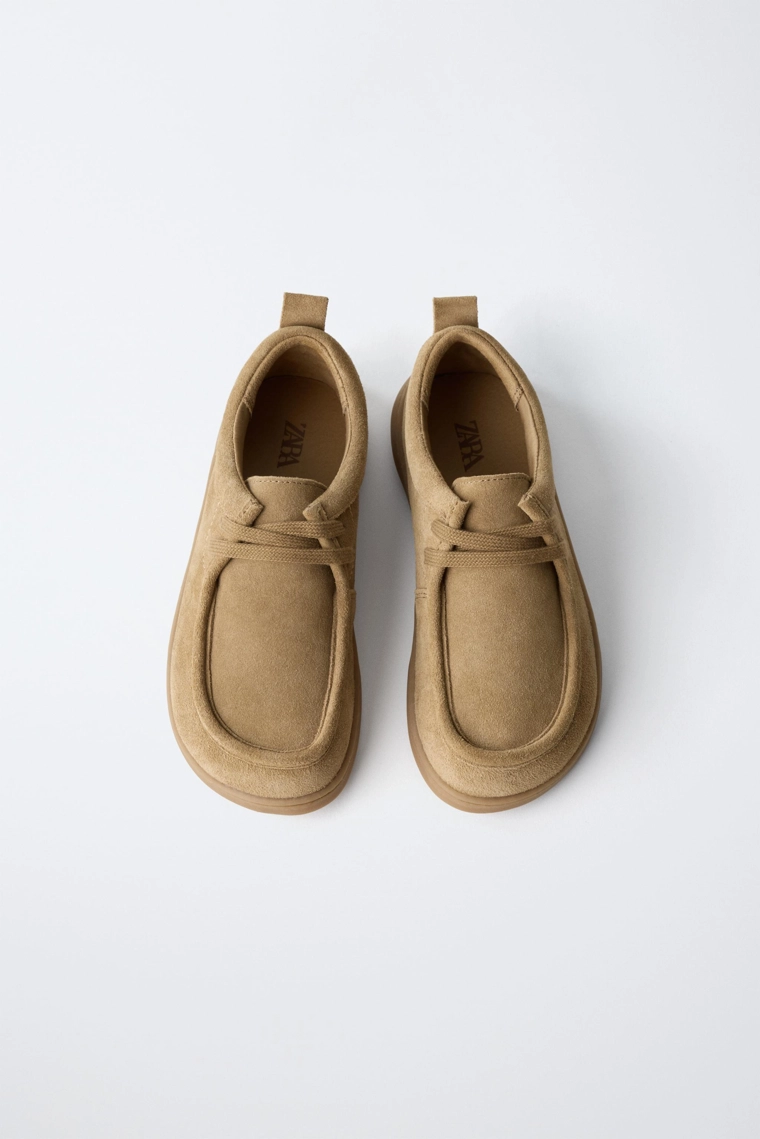 Кожаные босоногие ботинки wallabee на шнуровке