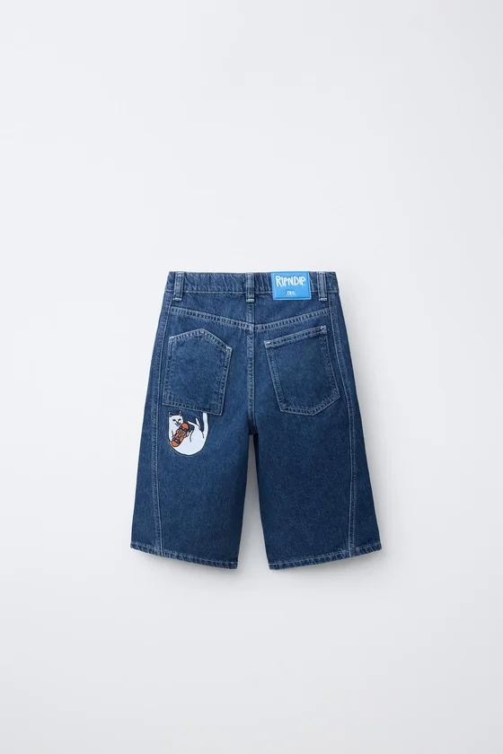 ДЖИНСОВЫЕ ШОРТЫ SKATER С ВЫШИВКОЙ RIPNDIP © X ZARA KIDS