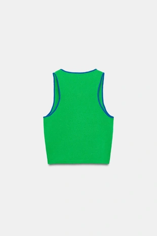 Укороченный топ с контрастной отделкой- Заказать в России