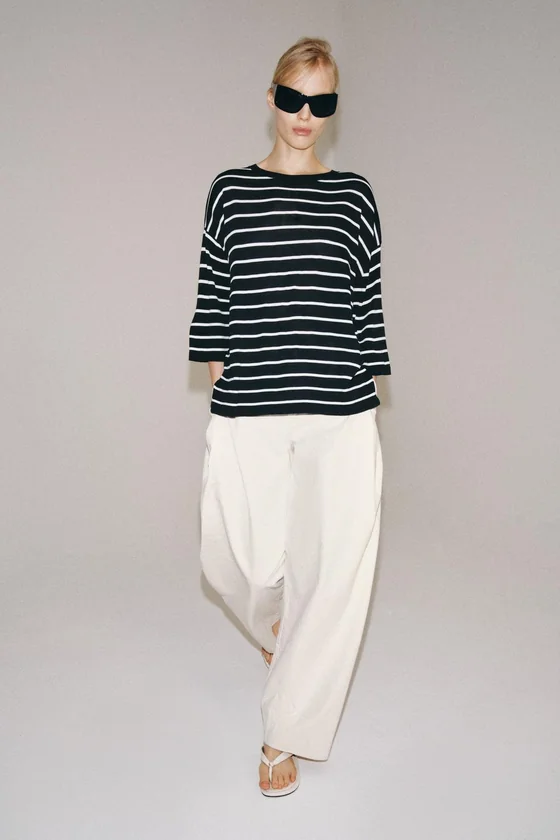ТРИКОТАЖНЫЙ ТОП С РУКАВАМИ 3/4
