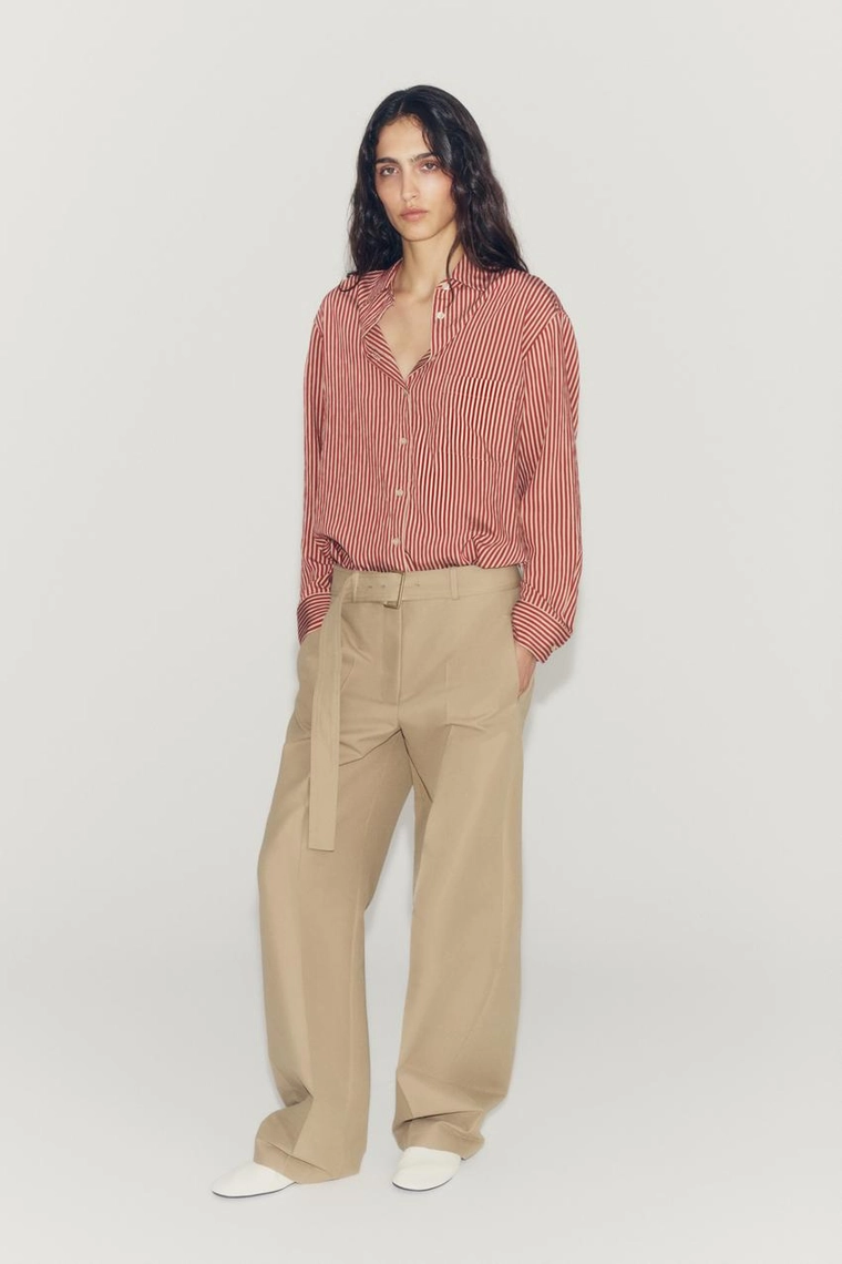 БРЮКИ С ЗАЩИПАМИ И ПОЯСОМ — коллекция Zara «ZW»