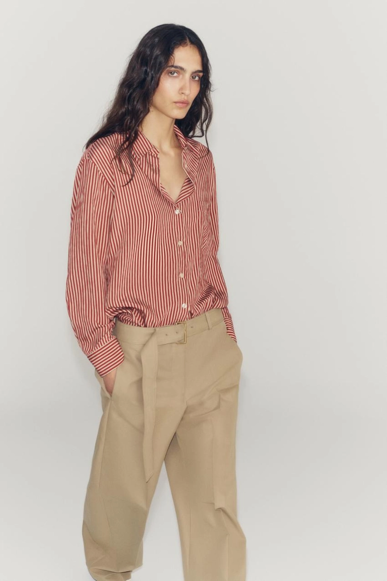 БРЮКИ С ЗАЩИПАМИ И ПОЯСОМ — коллекция Zara «ZW»