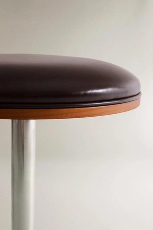 Табурет из кожи и нержавеющей стали- Заказать в России