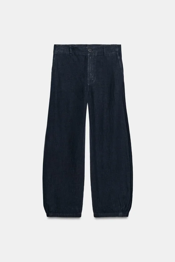 БРЮКИ-БАРРЕЛЬ ИЗ 100% ЛЬНА — ZW COLLECTION