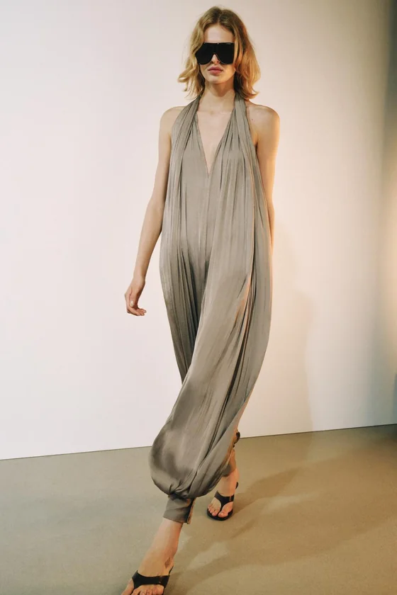 АТЛАСНЫЙ КОМБИНЕЗОН С ГОРЛОВИНОЙ ХАЛТЕР — ZW COLLECTION