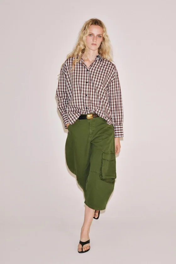 РУБАШКА ОВЕРСАЙЗ В КЛЕТКУ — коллекция Zara «ZW»