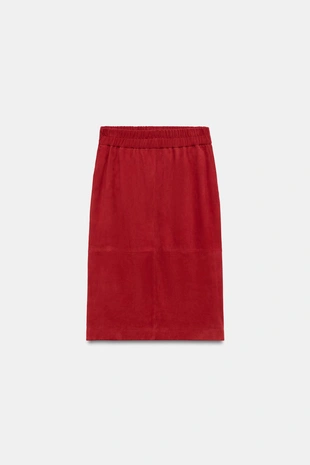 Юбка миди из 100% кожи — коллекция Zara «Zw»- Заказать в России