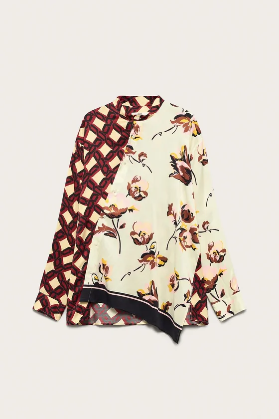 Рубашка oversize с комбинированным принтом limited edition