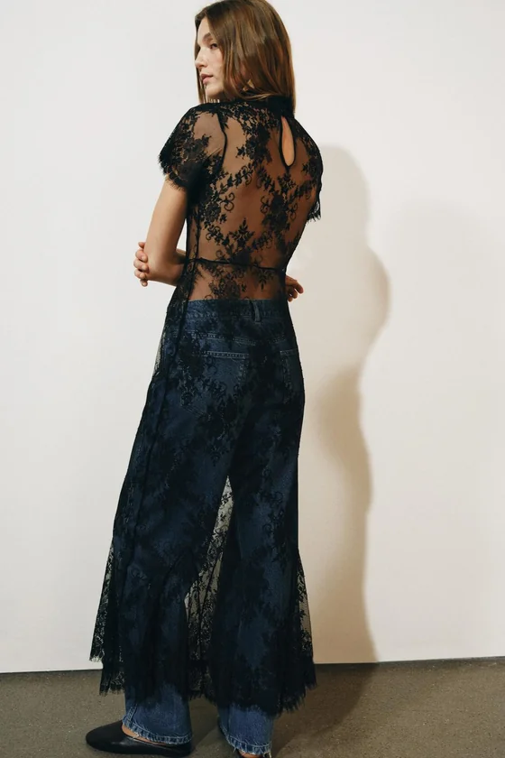 ДЛИННОЕ КРУЖЕВНОЕ ПЛАТЬЕ ZW COLLECTION