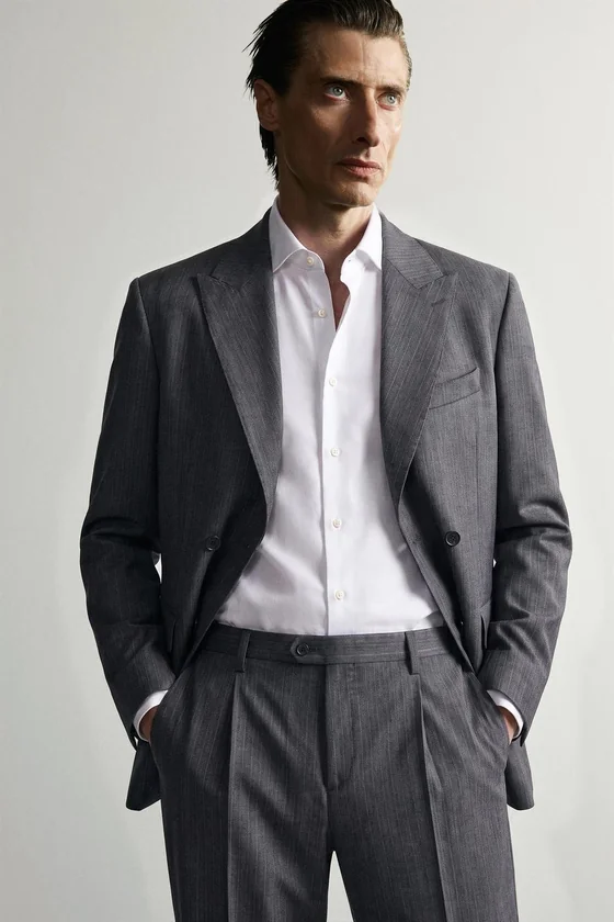 КОСТЮМНЫЙ БЛЕЙЗЕР В ПОЛОСКУ ИЗ 100% ШЕРСТИ