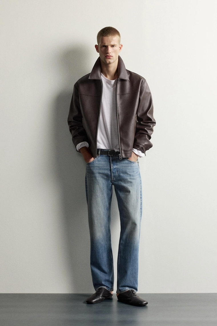 Куртка из ткани с эффектом кожи regular fit