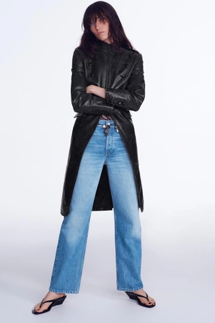 Куртка с манишкой из 100% кожи — коллекция Zara «Zw»- Заказать в России