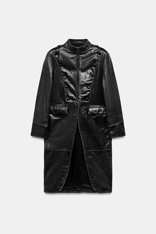 Куртка с манишкой из 100% кожи — коллекция Zara «Zw»- Заказать в России