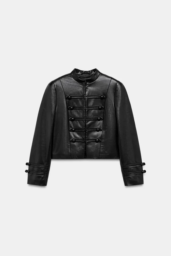 КУРТКА ИЗ 100% КОЖИ С ЗАСТЕЖКОЙ НА КЛЕВАНТЫ — ZW COLLECTION