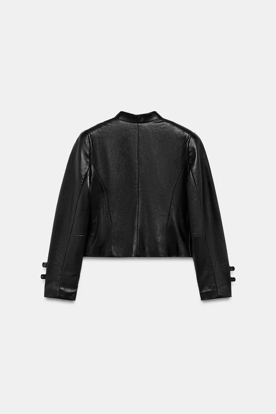 КУРТКА ИЗ 100% КОЖИ С ЗАСТЕЖКОЙ НА КЛЕВАНТЫ — ZW COLLECTION