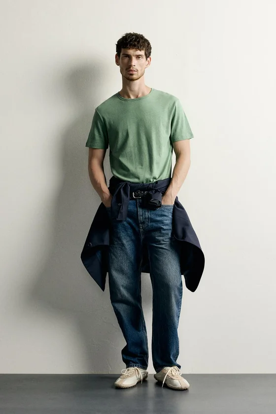 ФУТБОЛКА RELAXED FIT ИЗ ХЛОПКА И ЛЬНА
