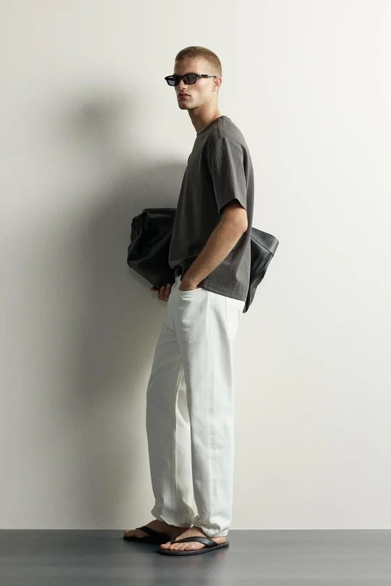 ФУТБОЛКА RELAXED FIT ИЗ РЕЛЬЕФНОЙ ТКАНИ