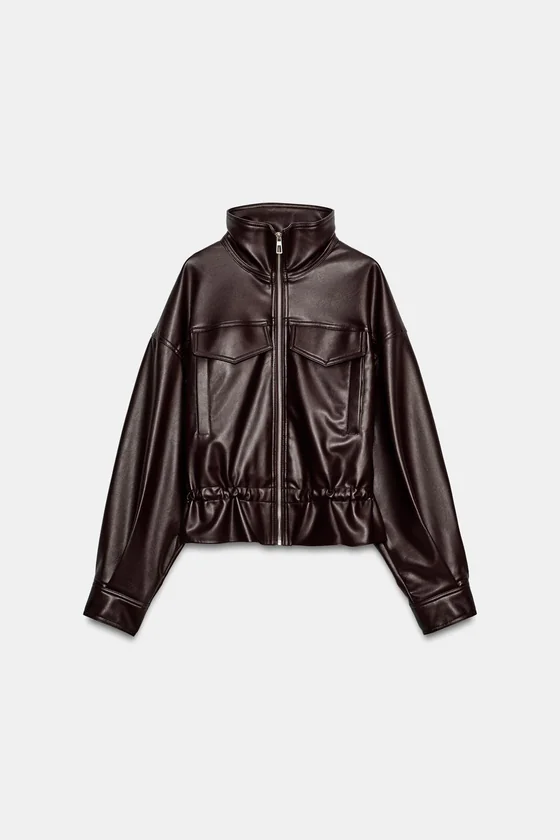 КУРТКА ИЗ ИСКУССТВЕННОЙ КОЖИ С РЕГУЛИРУЕМОЙ ТАЛИЕЙ