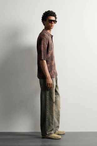 Поло Regular Fit с эффектом Acid Wash- Заказать в России