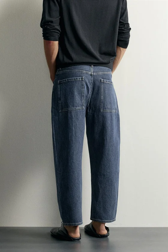 ДЖИНСЫ TAPERED WIDE FIT В ПОЛОСКУ