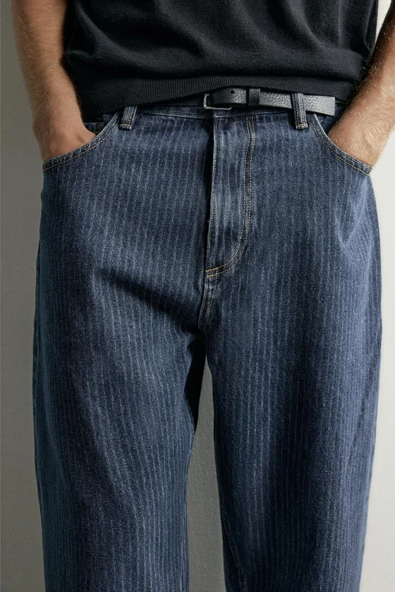 ДЖИНСЫ TAPERED WIDE FIT В ПОЛОСКУ