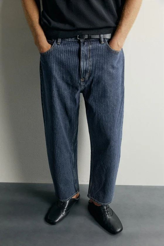 ДЖИНСЫ TAPERED WIDE FIT В ПОЛОСКУ