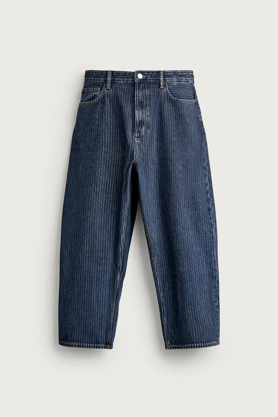 ДЖИНСЫ TAPERED WIDE FIT В ПОЛОСКУ