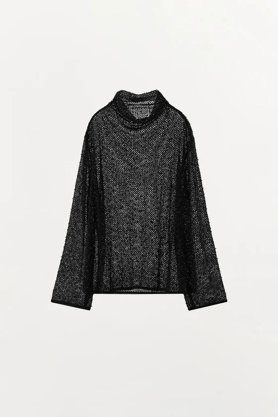 РУБАШКА С ДЕКОРОМ ИЗ БУСИН ZW COLLECTION