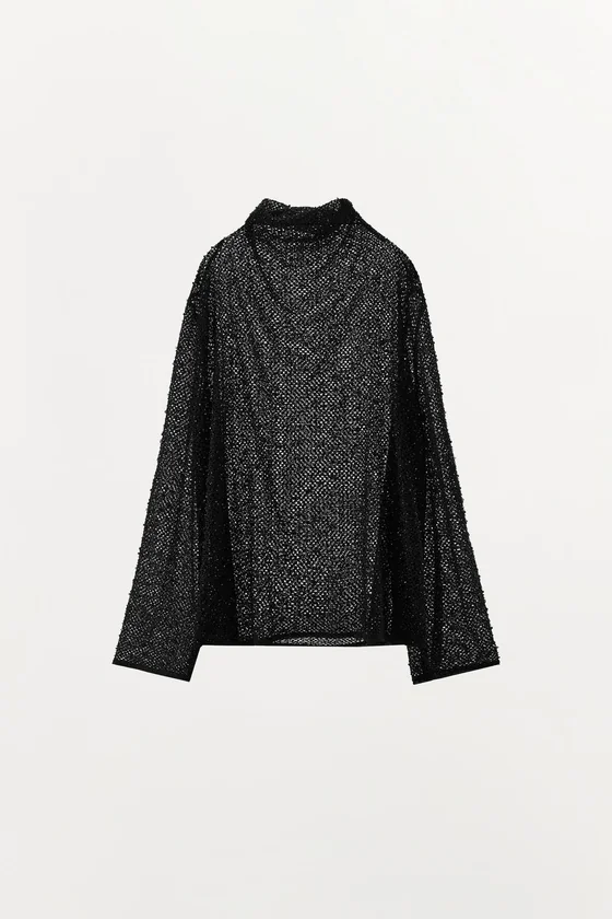 РУБАШКА С ДЕКОРОМ ИЗ БУСИН ZW COLLECTION